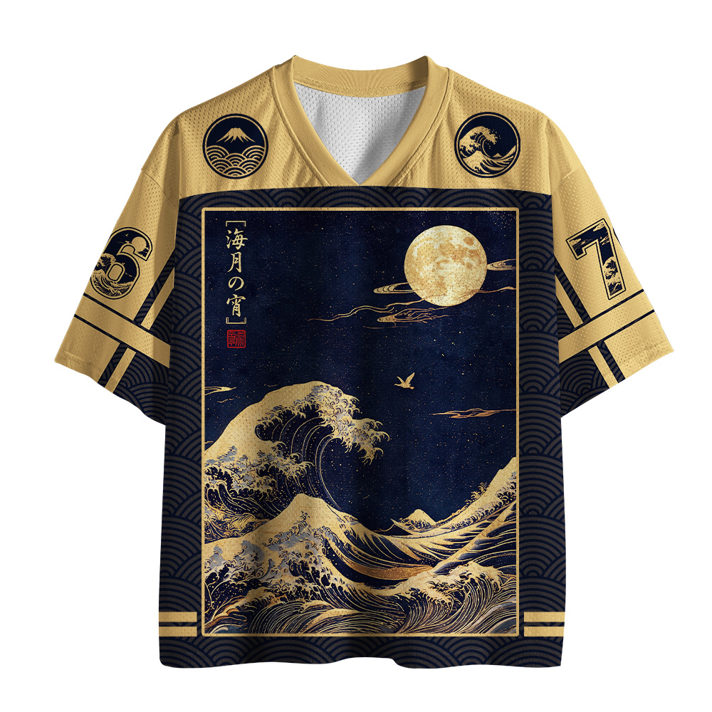 Tokyo-Tiger Moonlit Kanagawa Waves Mesh Jersey