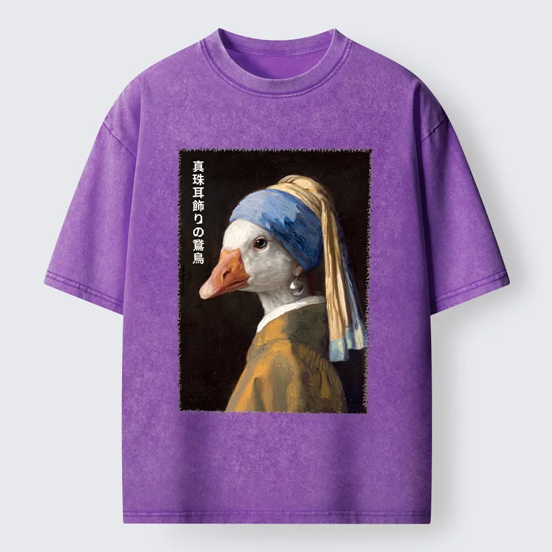 Tokyo-Tiger Vintage Art Goose Meme Washed T-Shirt