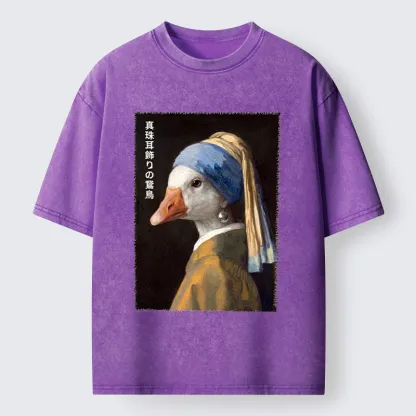Tokyo-Tiger Vintage Art Goose Meme Washed T-Shirt