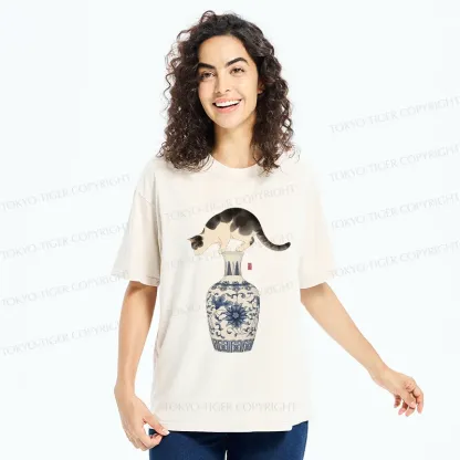 Tokyo-Tiger Japan Naughty Cat Washed T-Shirt