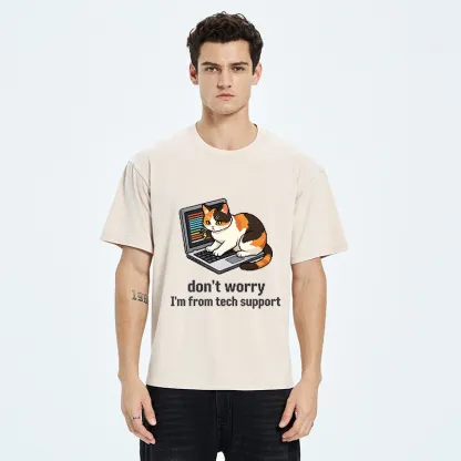 Tokyo‑Tiger Funny Tech Cat Meme Washed T‑Shirt