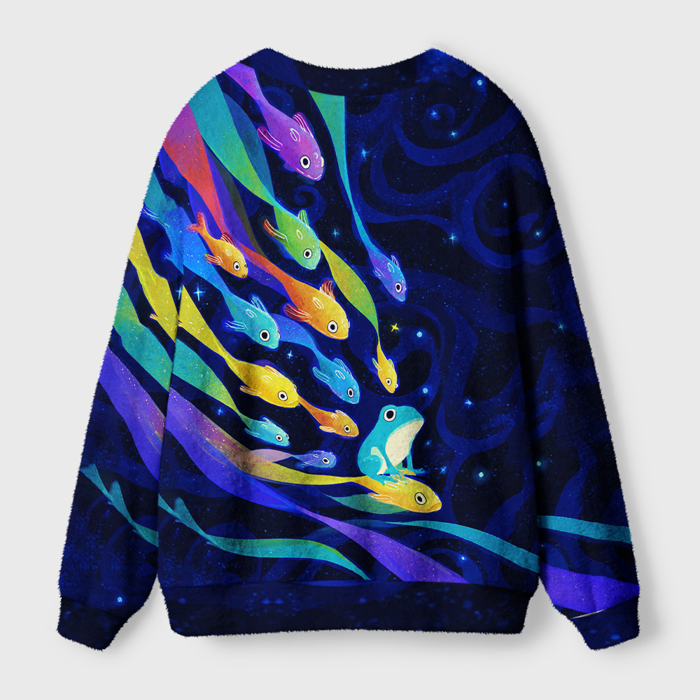 Tokyo-Tiger Galaxy of Fish&Frog Ugly Cardigan Sweater