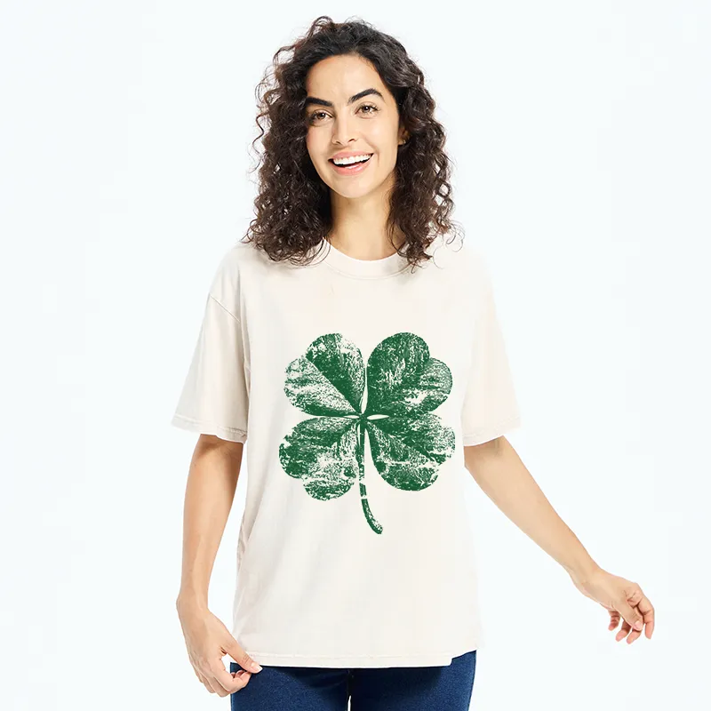 Tokyo-Tiger Lucky Four-leaf Clover Of St. Patrick's Day Washed T-Shirt