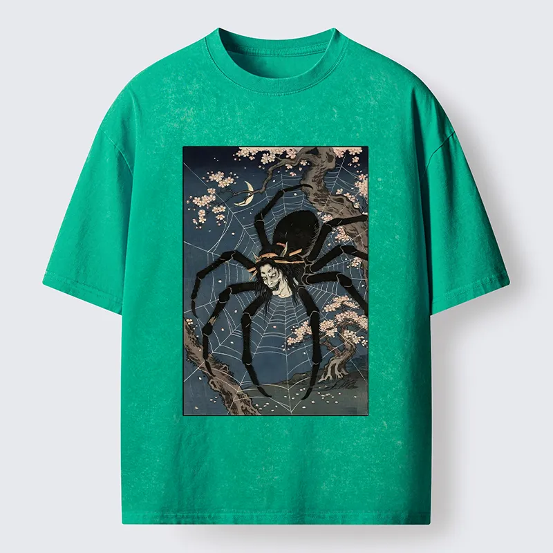 Tokyo-Tiger Vintage Spider Ghost Art Washed T-Shirt