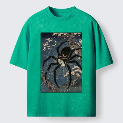 Tokyo-Tiger Vintage Spider Ghost Art Washed T-Shirt
