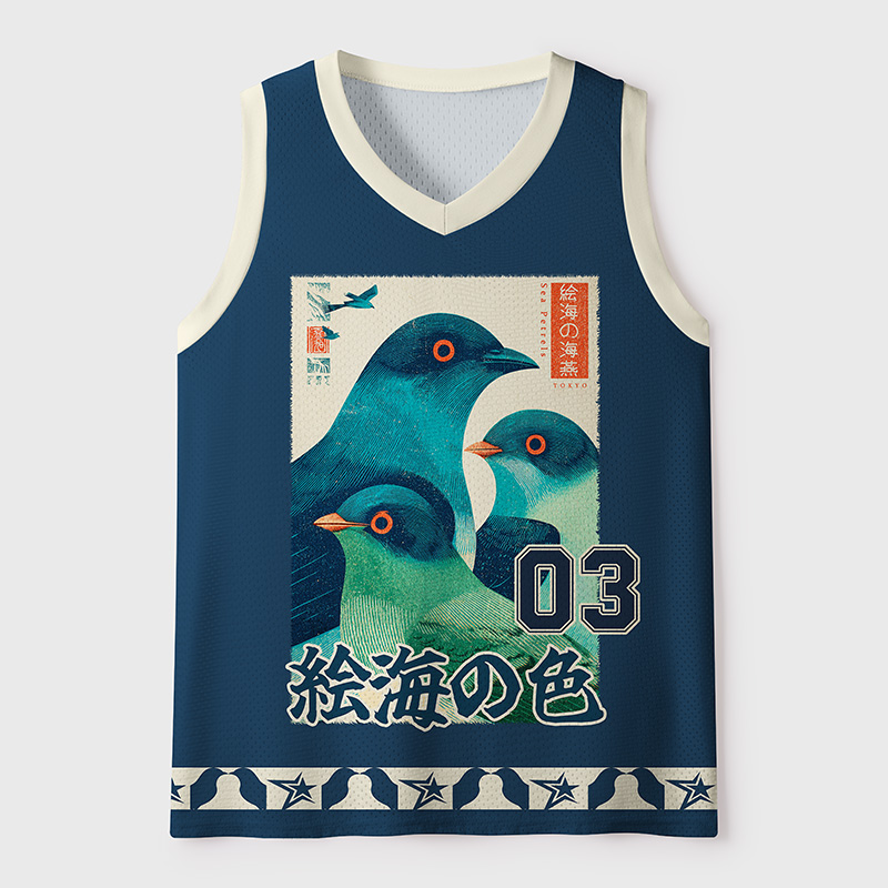 Tokyo-Tiger Retro Tokyo Seabird Art Vibe Mesh Tank Top