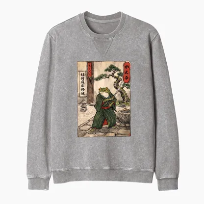 Tokyo-Tiger Samurai Frog Training Washed Terry Sweatshirt