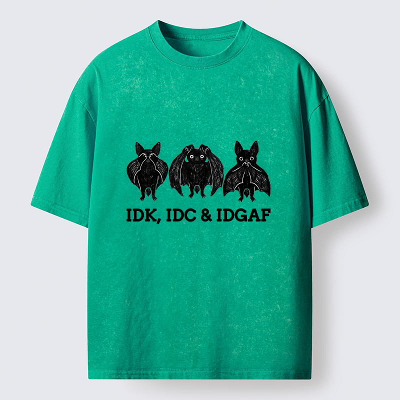 Tokyo-Tiger Three Wise Bats Funny Meme Washed T-Shirt
