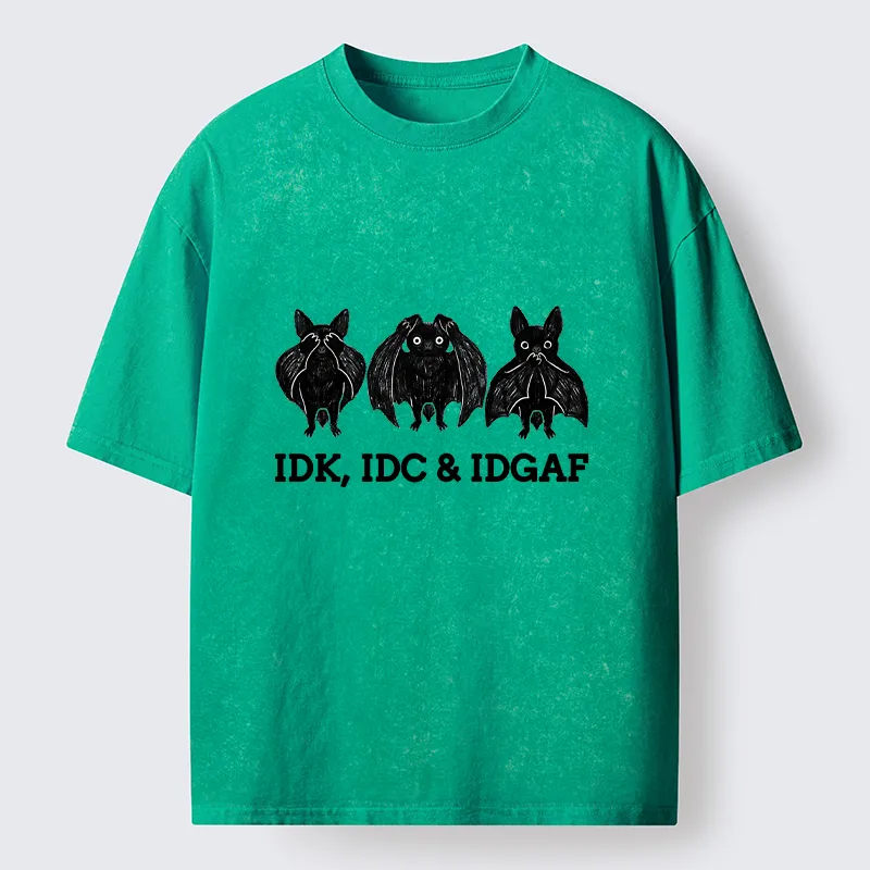 Tokyo-Tiger Three Wise Bats Funny Meme Washed T-Shirt