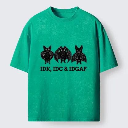 Tokyo-Tiger Three Wise Bats Funny Meme Washed T-Shirt