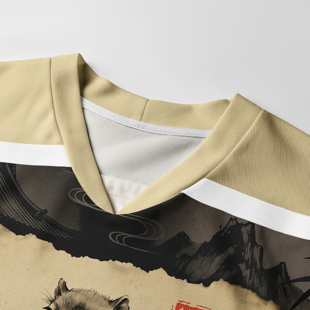 Tokyo-Tiger Calm Blade Capybara Samurai Long-Sleeve Hockey Jersey