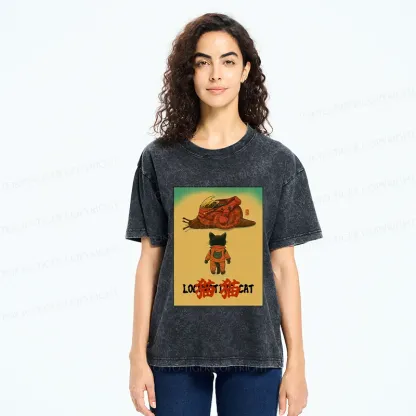 Tokyo-Tiger Locomotive Cat Washed T-Shirt