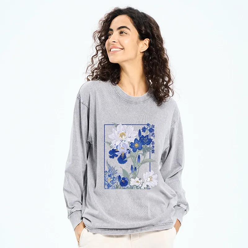 Tokyo-Tiger Blossoms Of The Firmament Washed Long Sleeve T-Shirt