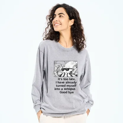 Tokyo-Tiger Octopus Meme I Disappeared Completely Washed Long Sleeve T-Shirt