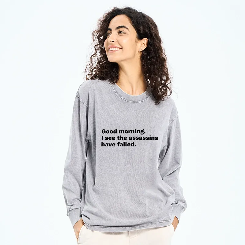 Tokyo-Tiger Assassins Failed Morning Quote Art Washed Long Sleeve T-Shirt