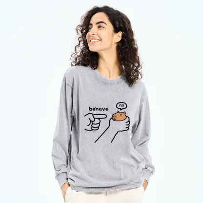 Tokyo-Tiger Dishonest Capybara Washed Long Sleeve T-Shirt