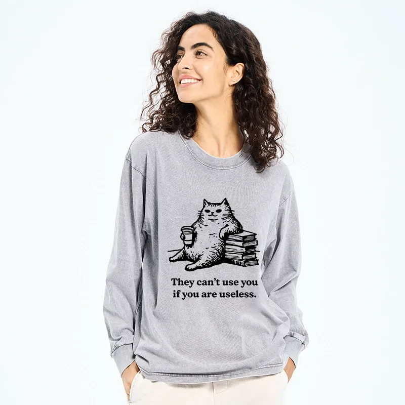 Tokyo-Tiger Cat Proving Uselessness Is A Superpower Washed Long Sleeve T-Shirt