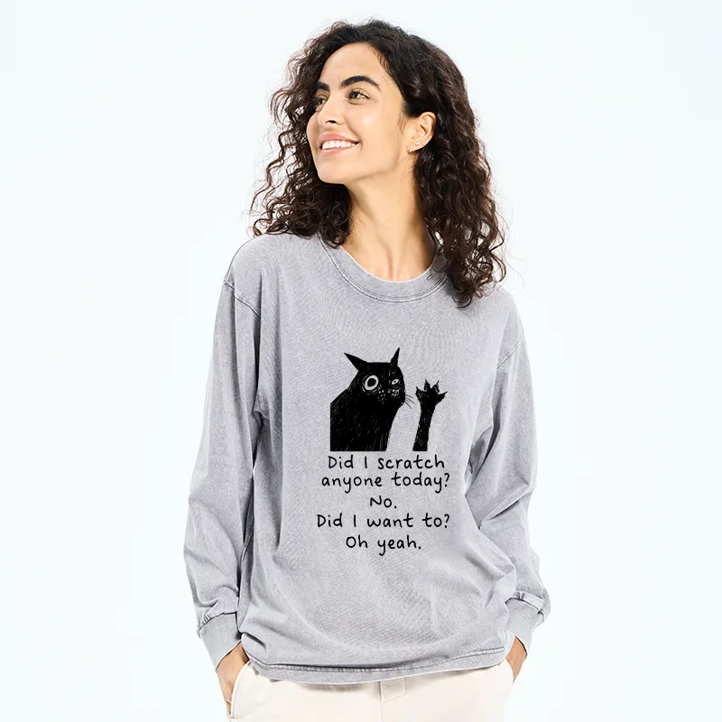Tokyo-Tiger Black Cat Scratches People Washed Long Sleeve T-Shirt
