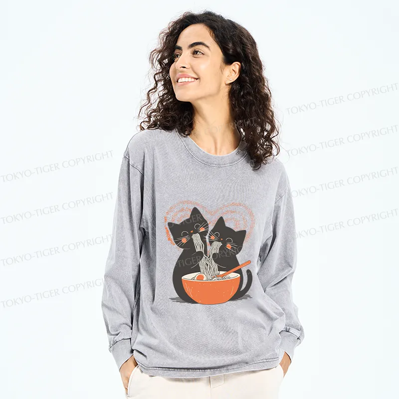 Tokyo-Tiger Let's Eat Ramen Together Washed Long Sleeve T-Shirt