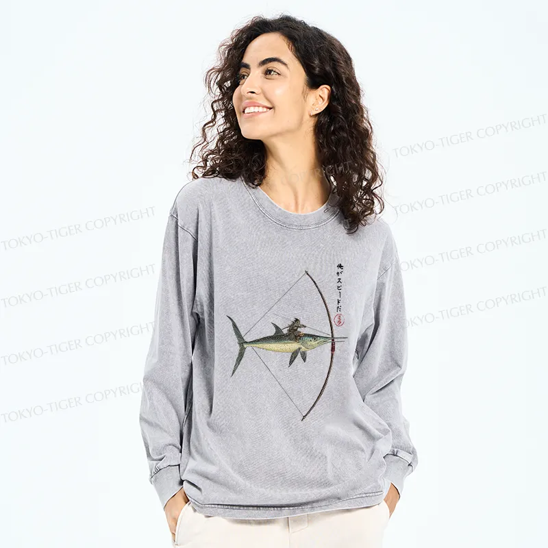 Tokyo-Tiger I Am Speed Washed Long Sleeve T-Shirt