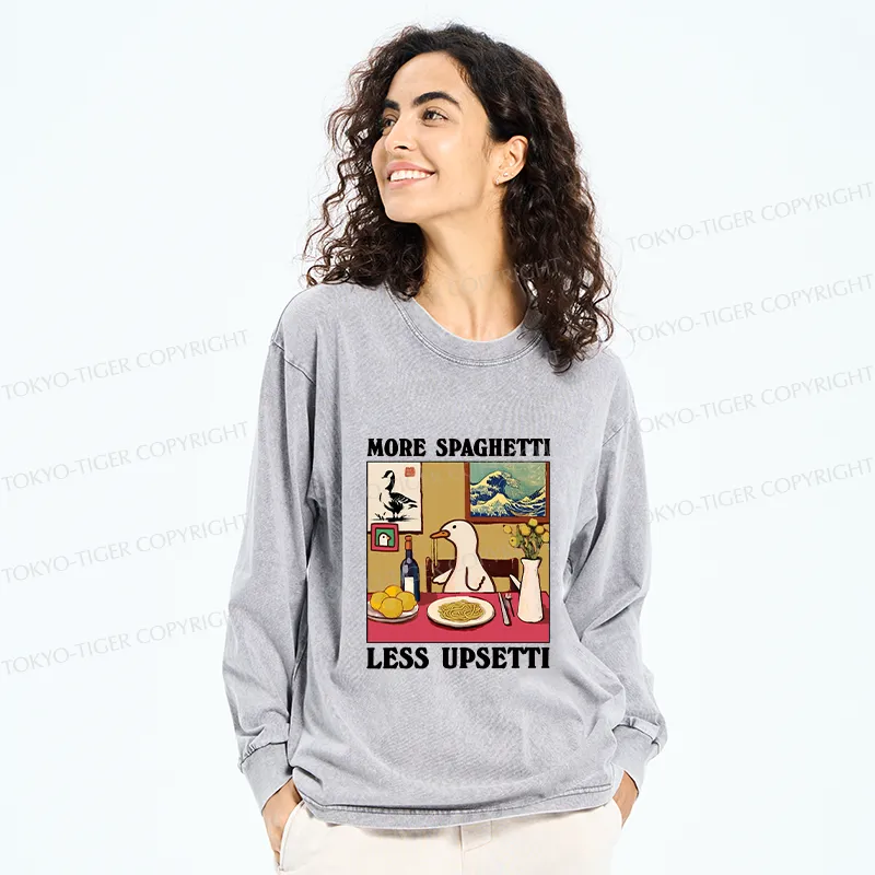 Tokyo-Tiger More Spaghetti Less Upsetti Goose Washed Long Sleeve T-Shirt