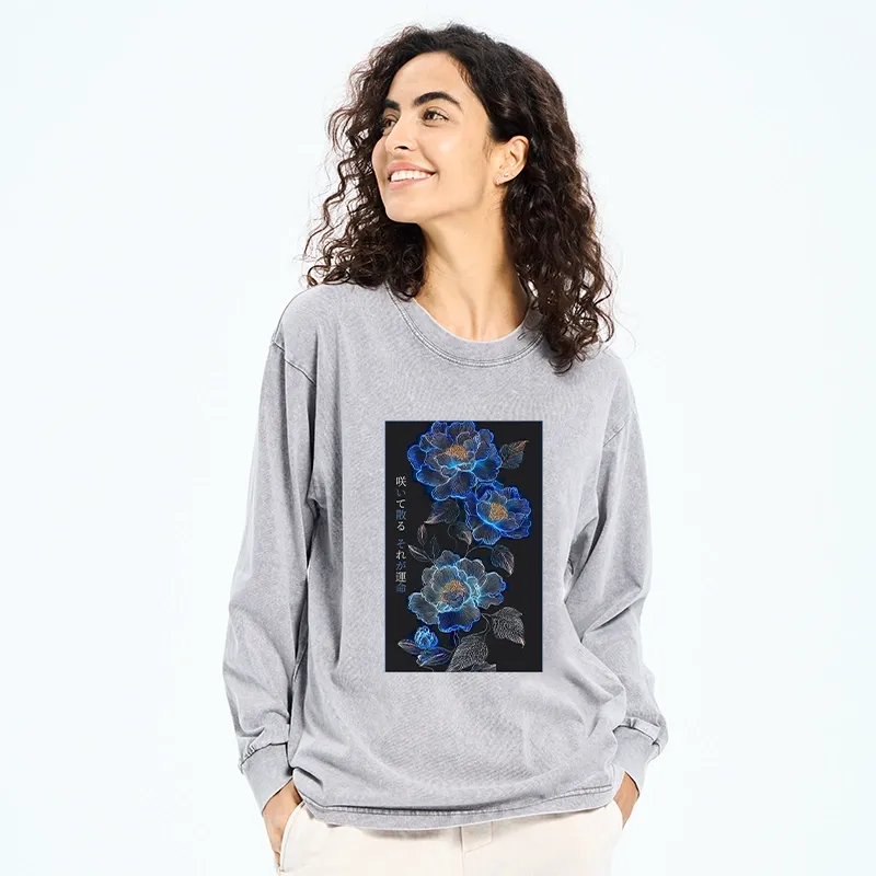 Tokyo-Tiger The Sea Of Flowers In The Darkness Washed Long Sleeve T-Shirt