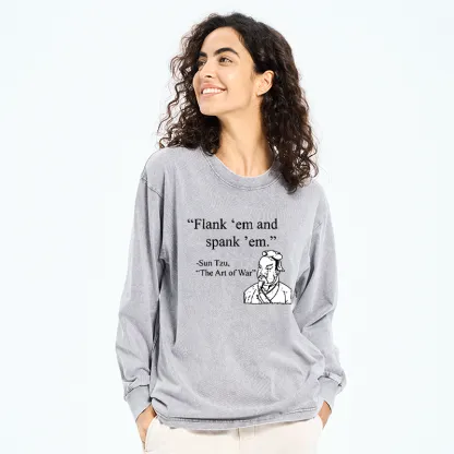 Tokyo-Tiger The Art Of War Funny Washed Long Sleeve T-Shirt