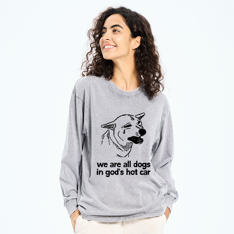 Tokyo-Tiger Sad Dog Funny Washed Long Sleeve T-Shirt