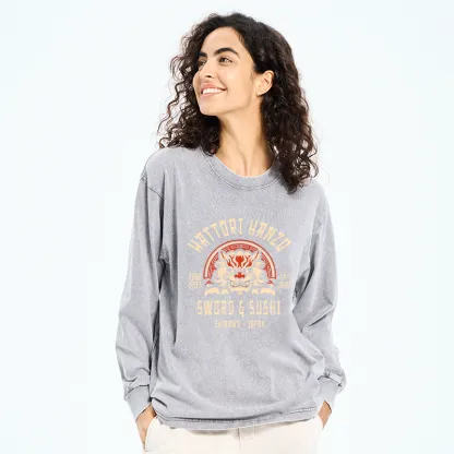 Tokyo-Tiger Hattori Hanzo Sword Washed Long Sleeve T-Shirt