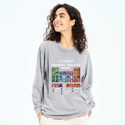 Tokyo-Tiger Periodic Table Of Dogs Washed Long Sleeve T-Shirt