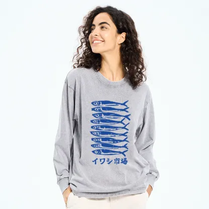 Tokyo-Tiger Sardine Market Washed Long Sleeve T-Shirt