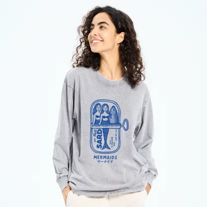 Tokyo-Tiger Mermaid Can Washed Long Sleeve T-Shirt