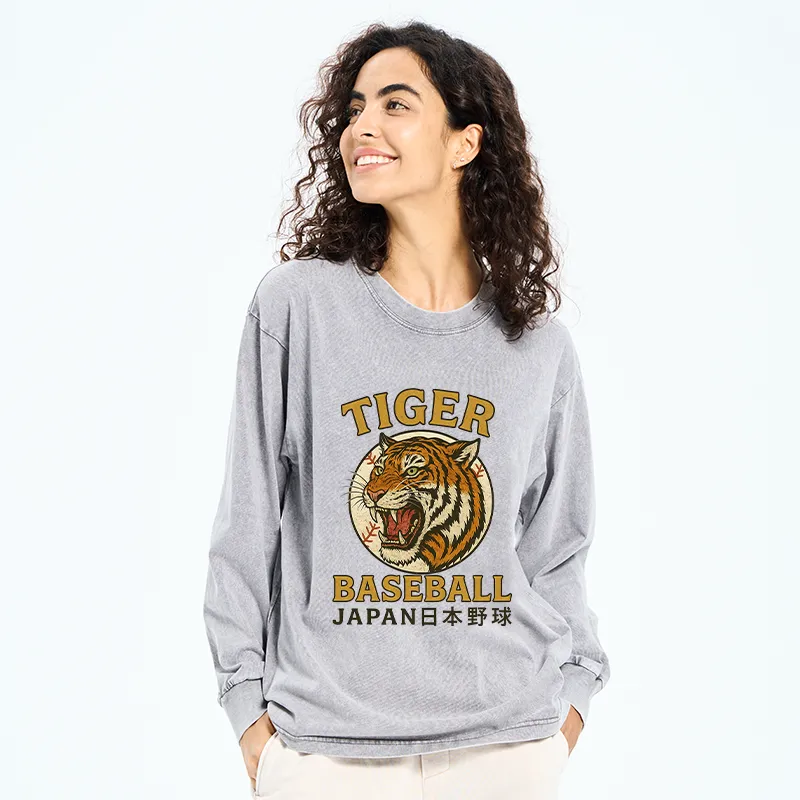 Tokyo-Tiger Osaka Japan Baseball Team Washed Long Sleeve T-Shirt