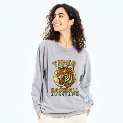 Tokyo-Tiger Osaka Japan Baseball Team Washed Long Sleeve T-Shirt