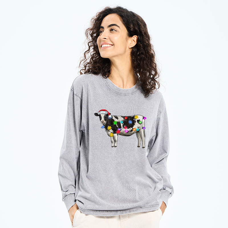 Tokyo-Tiger Christmas Cow Washed Long Sleeve T-Shirt