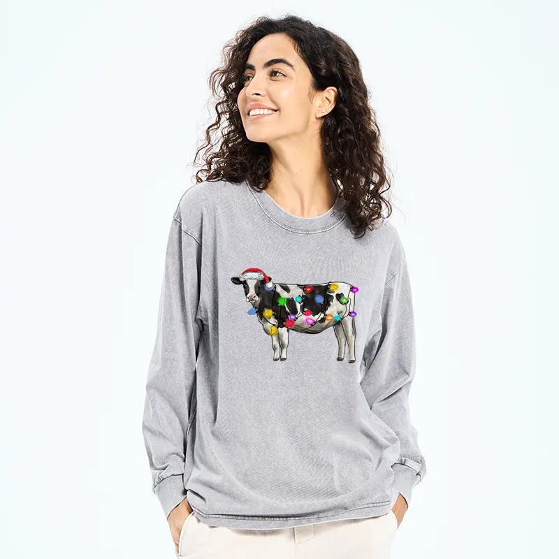 Tokyo-Tiger Christmas Cow Washed Long Sleeve T-Shirt