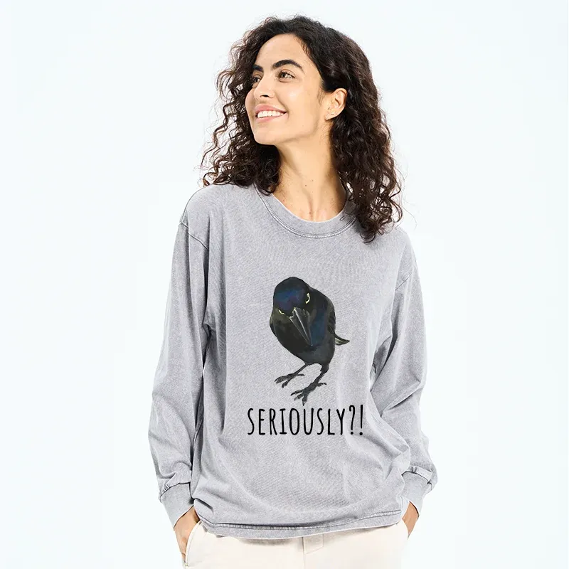 Tokyo-Tiger Raven's Question Washed Long Sleeve T-Shirt