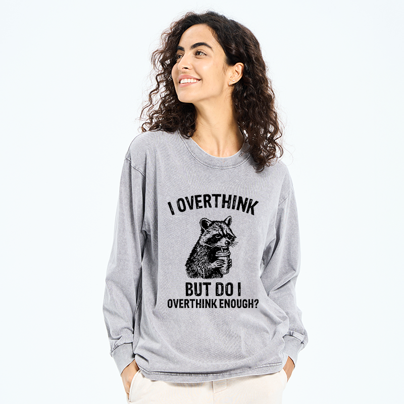 Tokyo-Tiger Constant Overthinking Washed Long Sleeve T-Shirt
