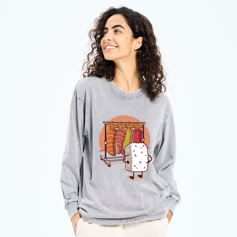 Tokyo-Tiger Which One Should I Wear Today Washed Long Sleeve T-Shirt