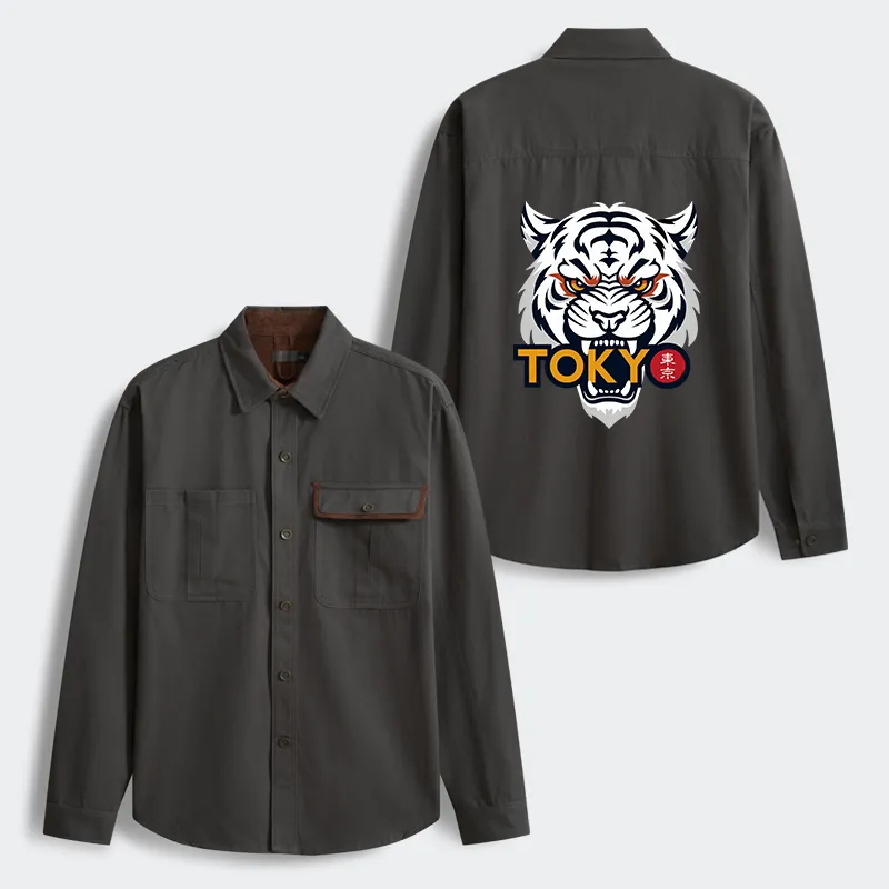 Tokyo-Tiger Logo Men's Corduroy Work Jacket
