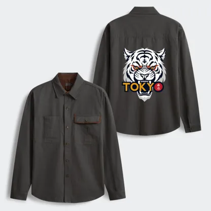 Tokyo-Tiger Logo Men's Corduroy Work Jacket
