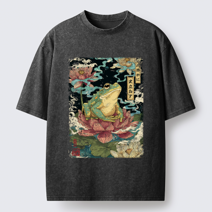 Tokyo-Tiger The Meditating Frog: Calm in Chaos Washed T-Shirt
