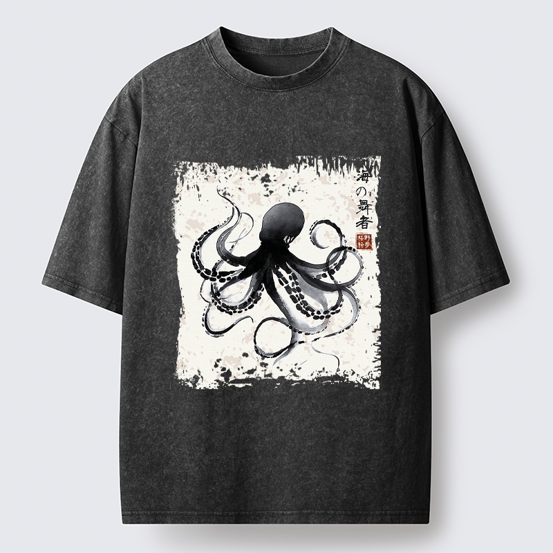 Tokyo-Tiger Octopus: Dance of the Deep Washed T-Shirt