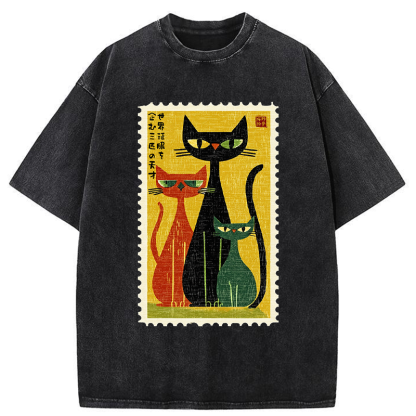 Tokyo-Tiger World Domination Squad Cat Poster Washed T-Shirt