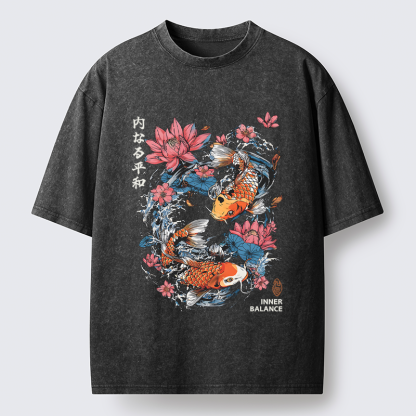 Tokyo-Tiger Koi Serenity Washed T-Shirt