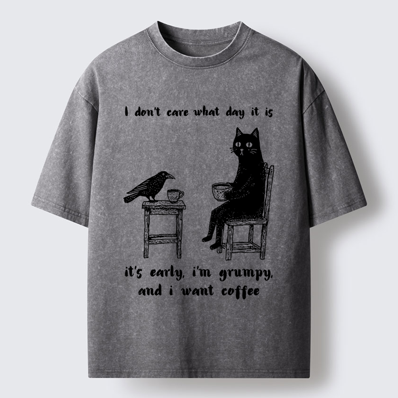 Tokyo-Tiger Early, Grumpy, Coffee Washed T-Shirt