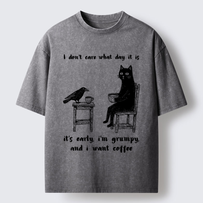 Tokyo-Tiger Early, Grumpy, Coffee Washed T-Shirt