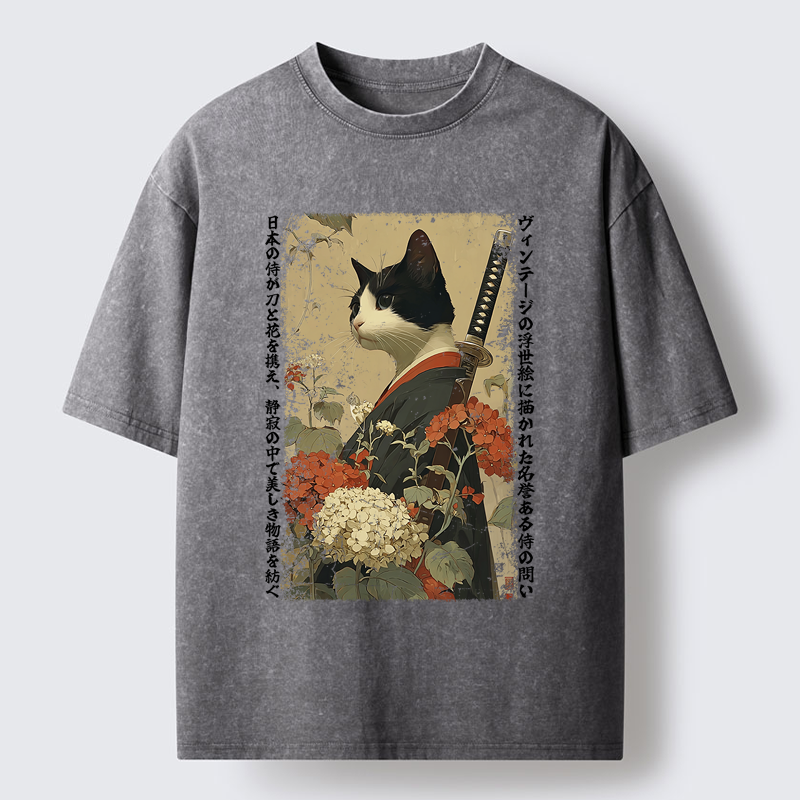 Tokyo-Tiger The Floral Samurai Washed T-Shirt