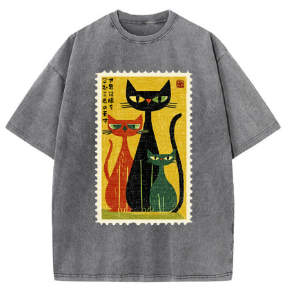 Tokyo-Tiger World Domination Squad Cat Poster Washed T-Shirt