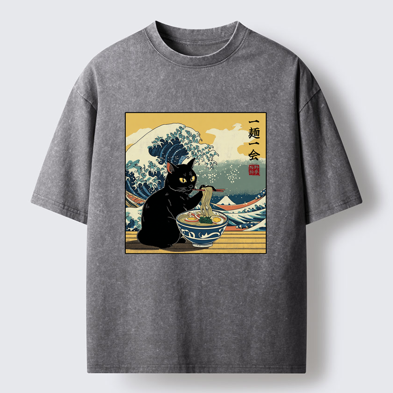 Tokyo-Tiger A Cat’s Ramen Moment Washed T-Shirt
